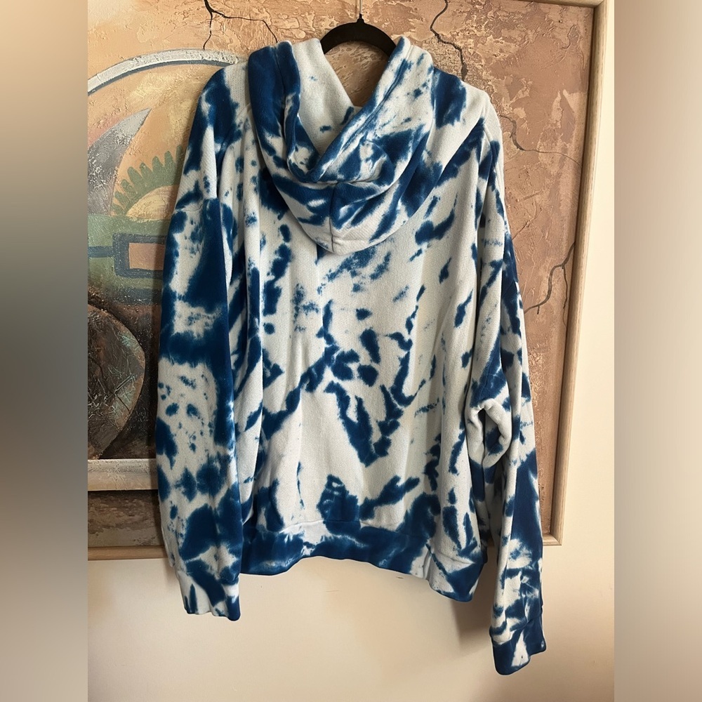 THE ELDER STATESMAN True Blue Tie-Dye Cotton & Cashmere Terry Hoodie - XL - Picture 8 of 16